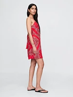 Linen-Blend Tie-Back Mini Dress