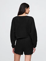 Crochet Cropped Boatneck Sweater