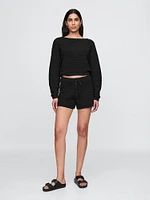 Crochet Cropped Boatneck Sweater