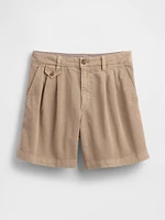 6" Mid Rise Twill Pleated Trouser Shorts