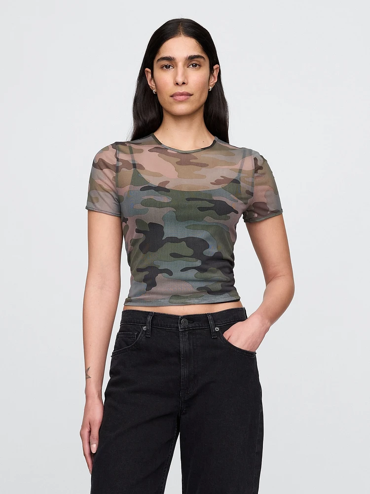 Mesh Cropped T-Shirt