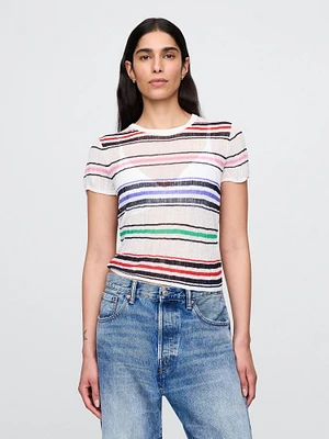 Sheer Rib Sweater T-Shirt