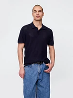 Textured Crochet Polo Shirt