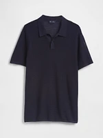 Textured Crochet Polo Shirt