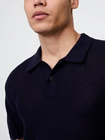 Textured Crochet Polo Shirt