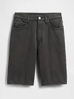 11" Mid Rise French Terry Denim Longline Shorts