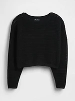 Crochet Cropped Boatneck Sweater