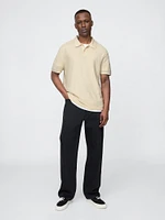Textured Crochet Polo Shirt