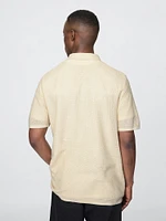 Textured Crochet Polo Shirt