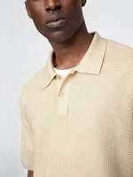 Textured Crochet Polo Shirt