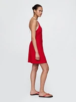 Linen-Blend Halter Mini Dress