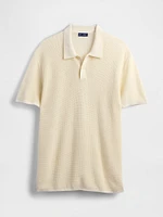 Textured Crochet Polo Shirt