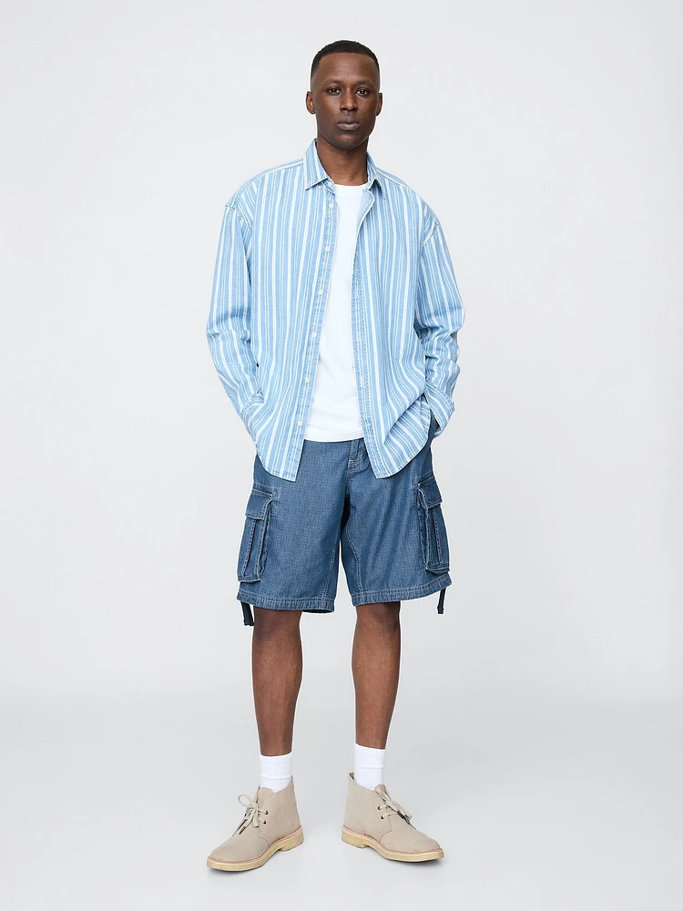 11" Baggy Denim Cargo Shorts