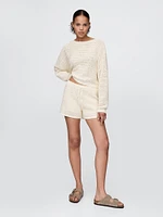 Crochet Cropped Boatneck Sweater