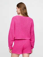 Crochet Cropped Boatneck Sweater