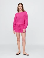 Crochet Cropped Boatneck Sweater