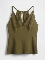 Linen-Blend Embroidered Halter Top