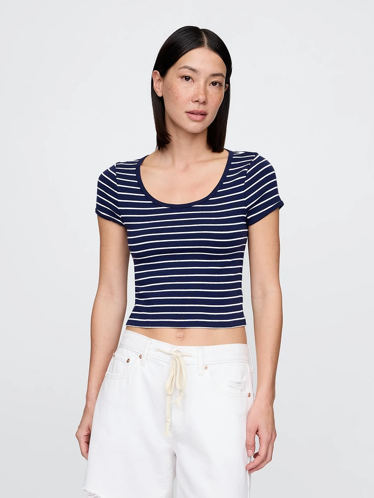 Modern Cropped Cap-Sleeve T-Shirt