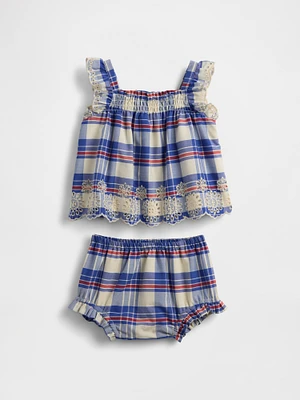 Baby Poplin Eyelet-Hem Outfit Set