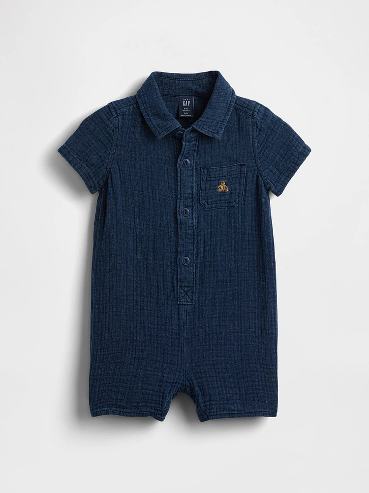 Baby Crinkle Gauze Pocket Shorty One-Piece