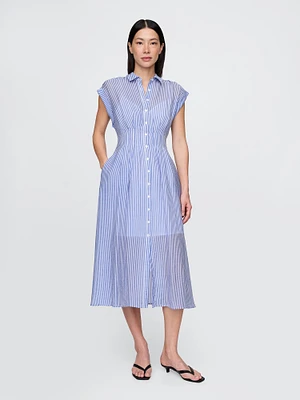 Sheer Midi Shirtdress