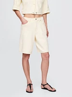 11" Mid Rise French Terry Denim Longline Shorts
