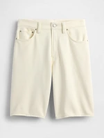 11" Mid Rise French Terry Denim Longline Shorts