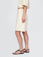 11" Mid Rise French Terry Denim Longline Shorts