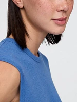 Linen-Blend Crewneck Shell Tank Top