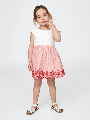 Baby & Toddler Mixed Media Flutter-Sleeve Dress