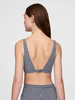 Seersucker Gingham Crossover Bikini Top