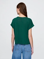 Linen-Blend Roll-Cuff T-Shirt