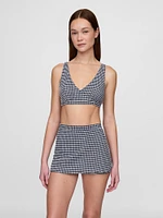 Seersucker Gingham Crossover Bikini Top