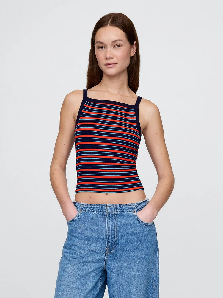 Modern Apron-Neck Cropped Tank Top