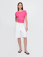 Linen-Blend Roll-Cuff T-Shirt