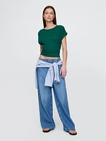 Linen-Blend Roll-Cuff T-Shirt