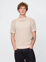 Crochet Mesh Crewneck T-Shirt