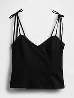 Linen-Blend Tie-Strap Cami