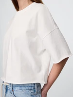 French Terry Cropped Rolled Hem Sweatshirt