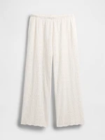 Mid Rise Eyelet Easy Wide-Leg Pants
