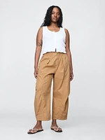 Mid Rise Twill Barrel Pants