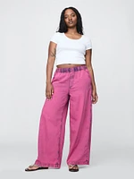 Mid Rise UltraSoft Pleated Easy Baggy Jeans