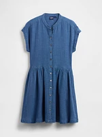 Cotton Gauze Denim Mini Shirtdress
