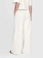 French Terry Wide-Leg Rolled Hem Sweatpants