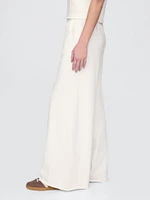 French Terry Wide-Leg Rolled Hem Sweatpants
