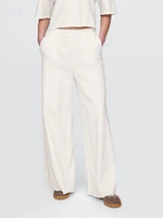 French Terry Wide-Leg Rolled Hem Sweatpants
