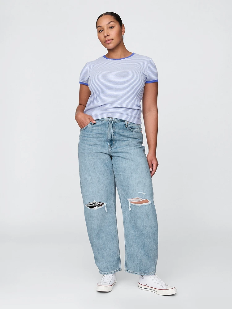 Curvy High Rise Barrel Jeans