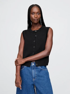 Cropped Cardigan Sweater Vest