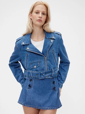 GapStudio Cropped Denim Moto Jacket