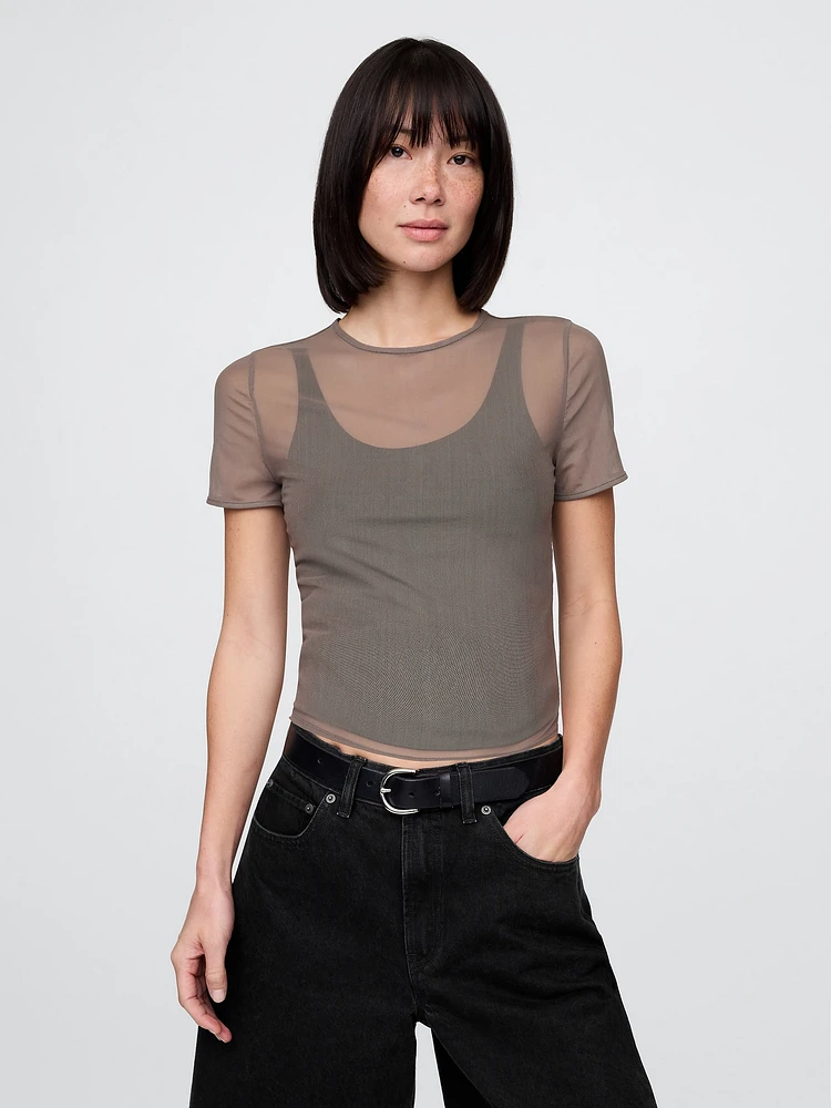 Mesh Cropped T-Shirt